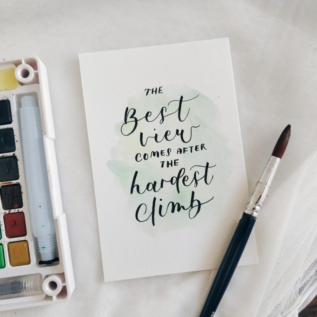 Watercolor and calligraphy with splash background