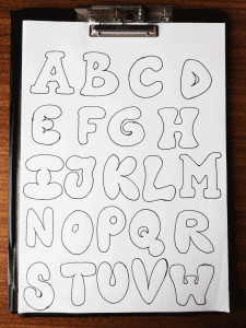 Alphabet in 3d bubble letter style