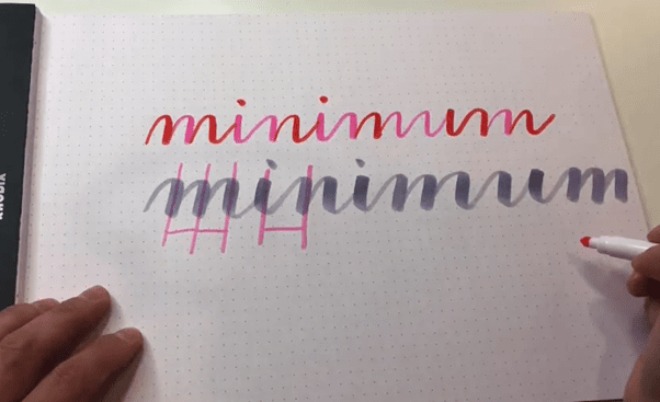 Brush lettering 'minimum' word in purple